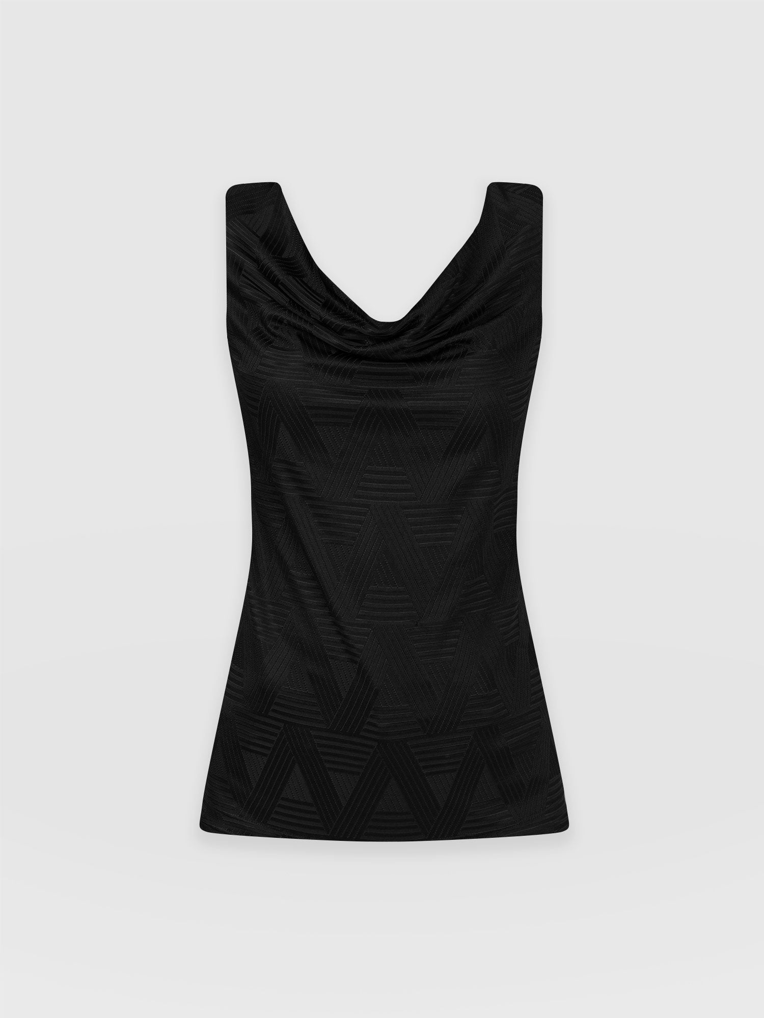 Alanna Cowl Cami - Black Jacquard